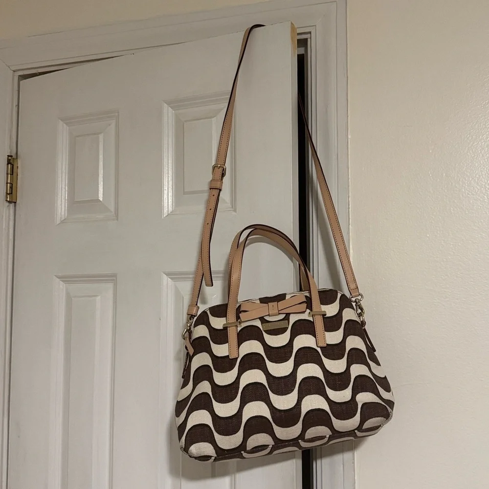 Kate Spade South Poplar Street Francis Wave Print Bow Satchel crossbody